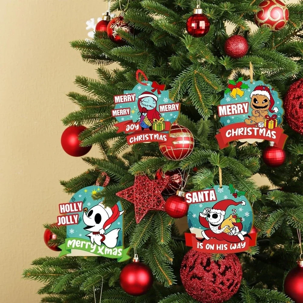 18 Pcs‎ Christmas Tree Decorations Christmas Jack Sally Wooden Hanging Ornaments